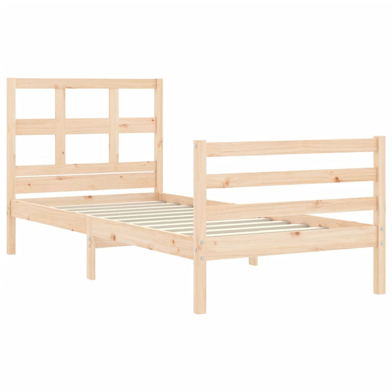 Bedframe met hoofdbord massief hout 100x200 cm