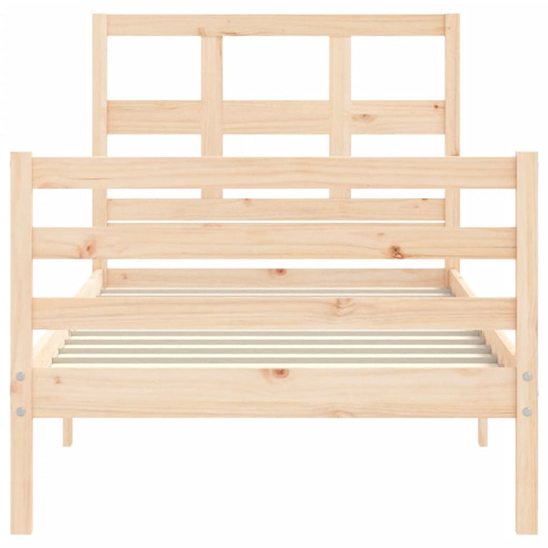 Bedframe met hoofdbord massief hout 100x200 cm