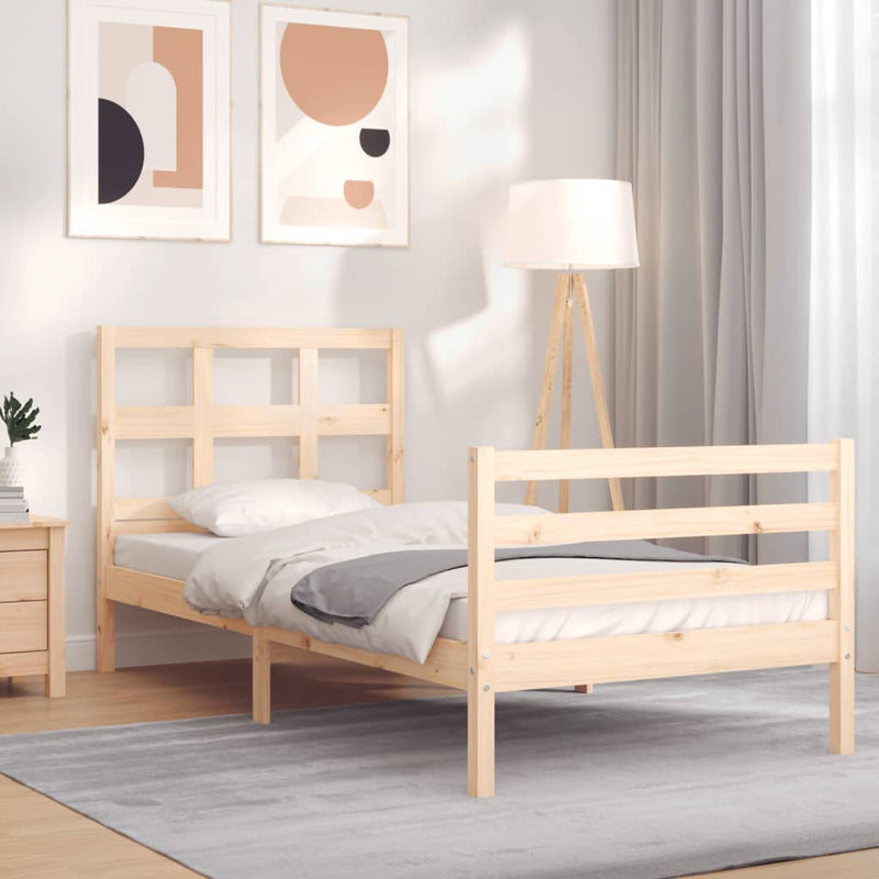 Bedframe met hoofdbord massief hout 100x200 cm