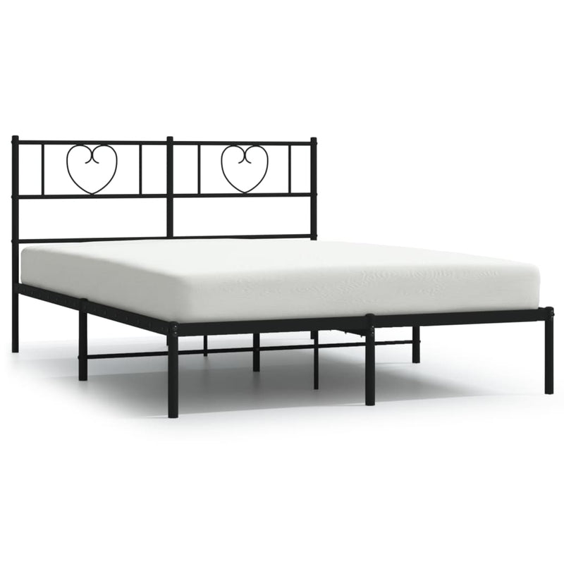 Bedframe met hoofdbord metaal zwart 160x200 cm