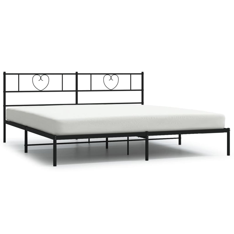 Bedframe met hoofdbord metaal zwart 180x200 cm