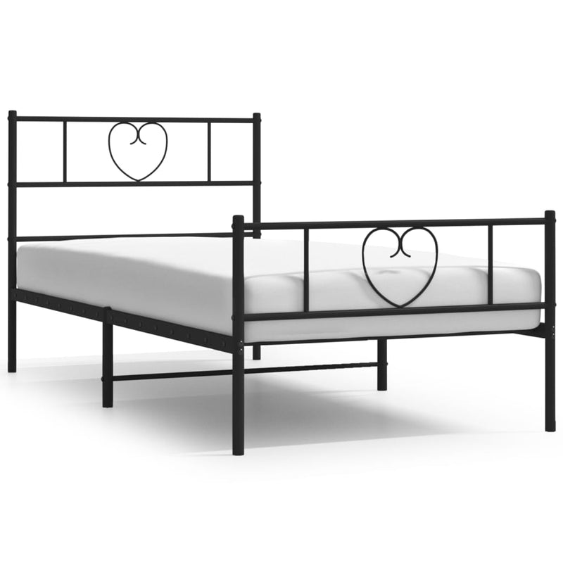 Bedframe met hoofd- en voeteneinde metaal zwart 100x200 cm