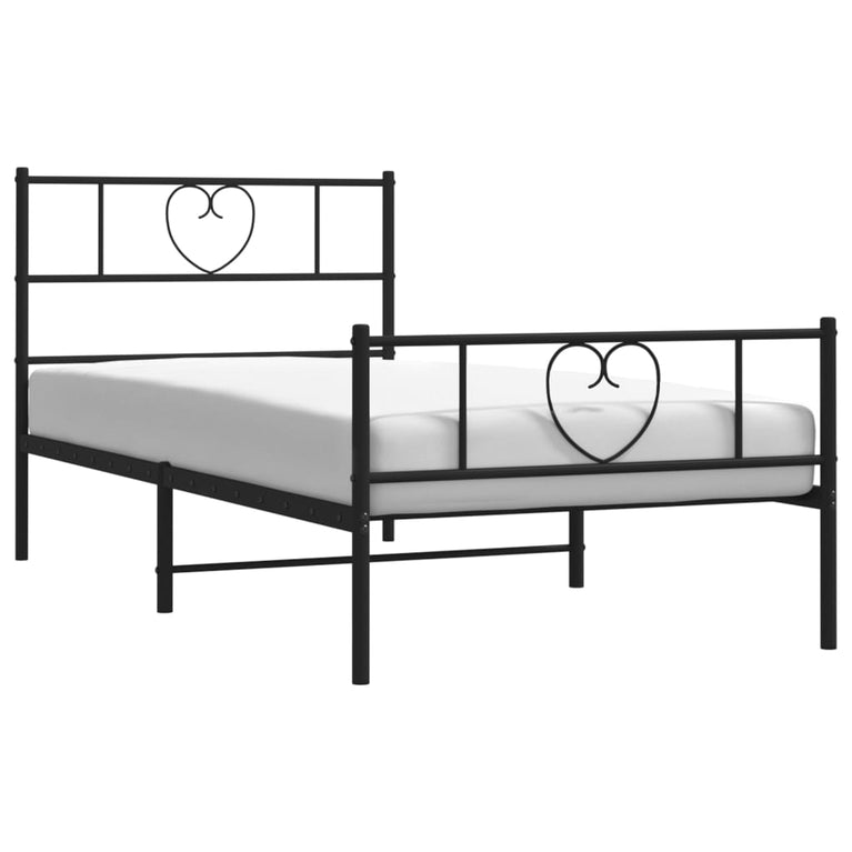 Bedframe met hoofd- en voeteneinde metaal zwart 100x200 cm