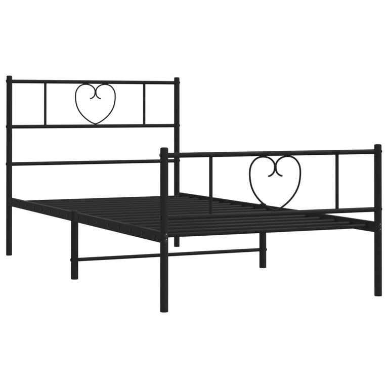 Bedframe met hoofd- en voeteneinde metaal zwart 100x200 cm