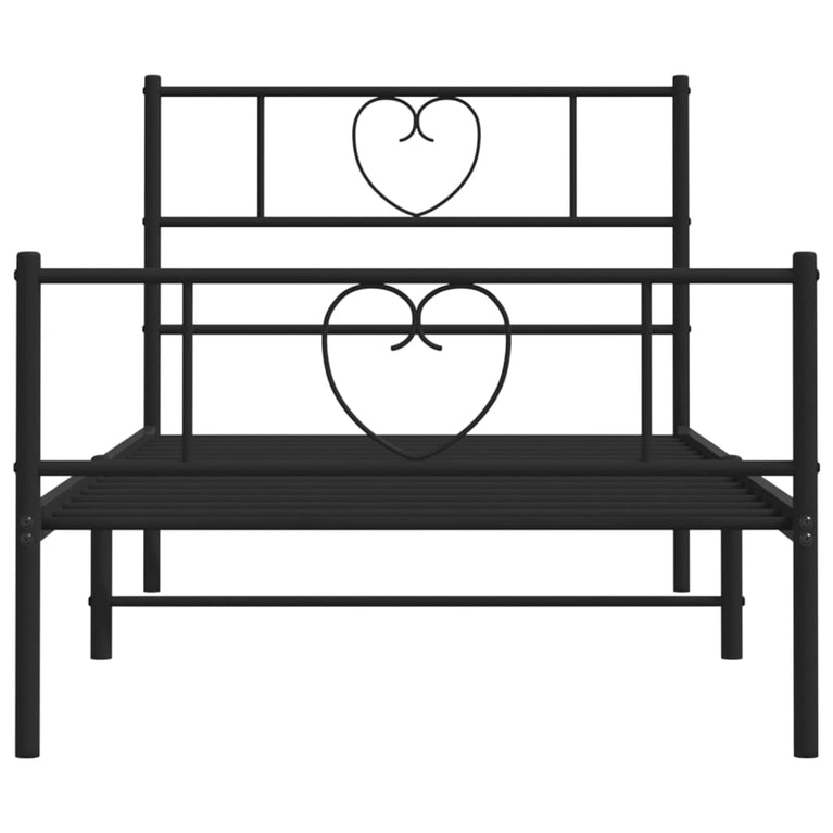 Bedframe met hoofd- en voeteneinde metaal zwart 100x200 cm