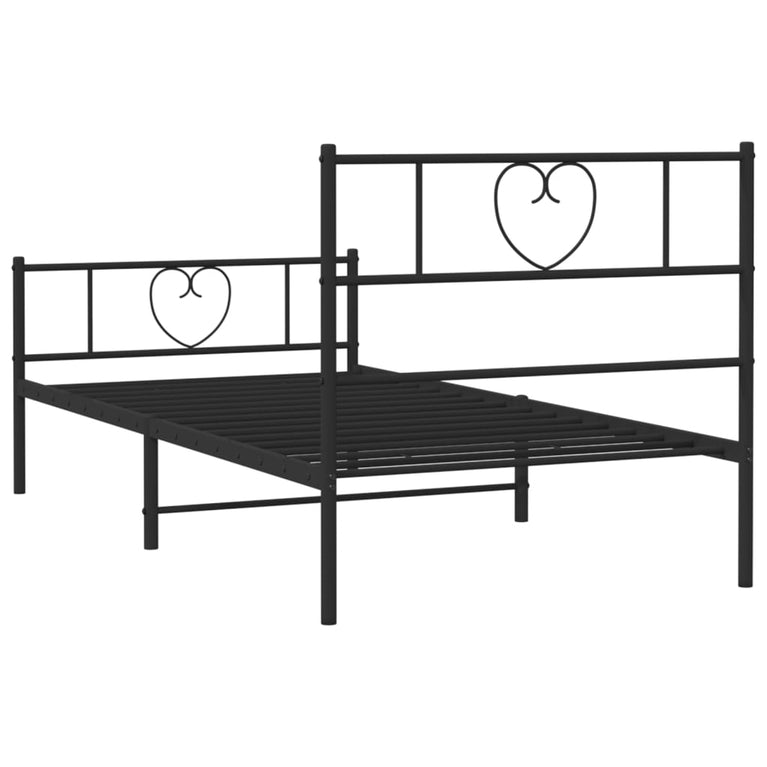 Bedframe met hoofd- en voeteneinde metaal zwart 100x200 cm