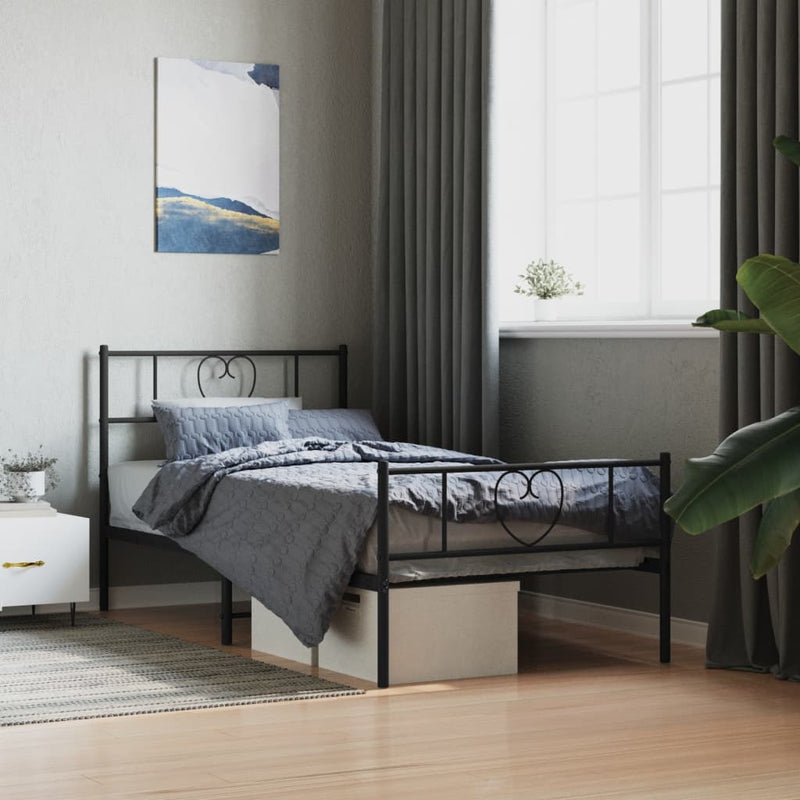 Bedframe met hoofd- en voeteneinde metaal zwart 100x200 cm