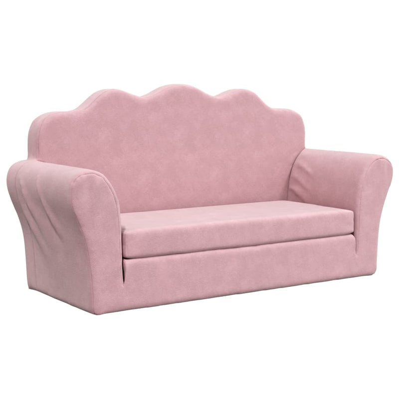 Kinderslaapbank 2-zits zacht pluche roze