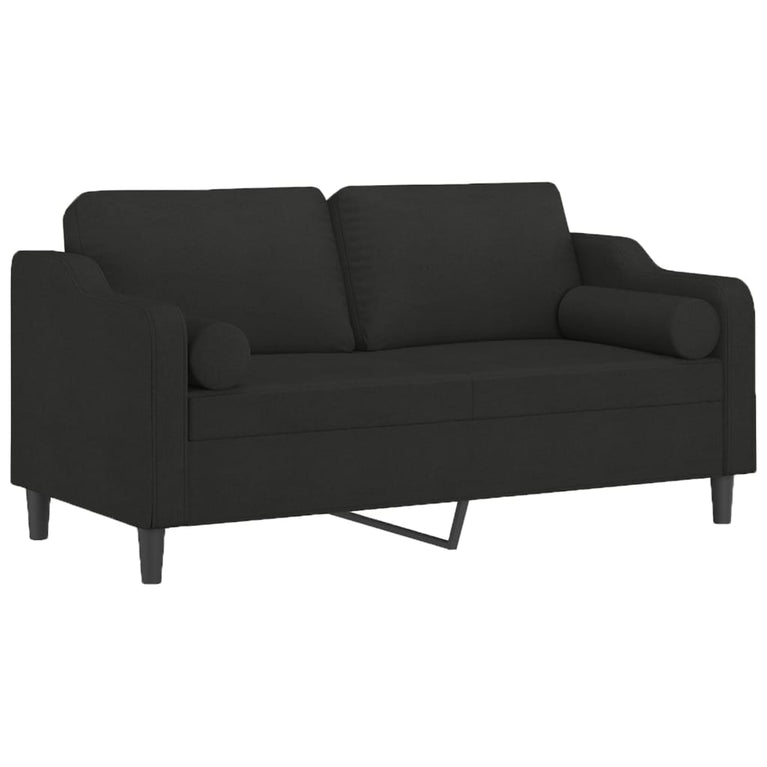 Tweezitsbank met sierkussens 140 cm stof zwart