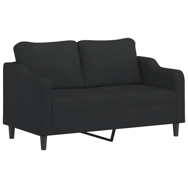 Tweezitsbank met sierkussens 140 cm stof zwart