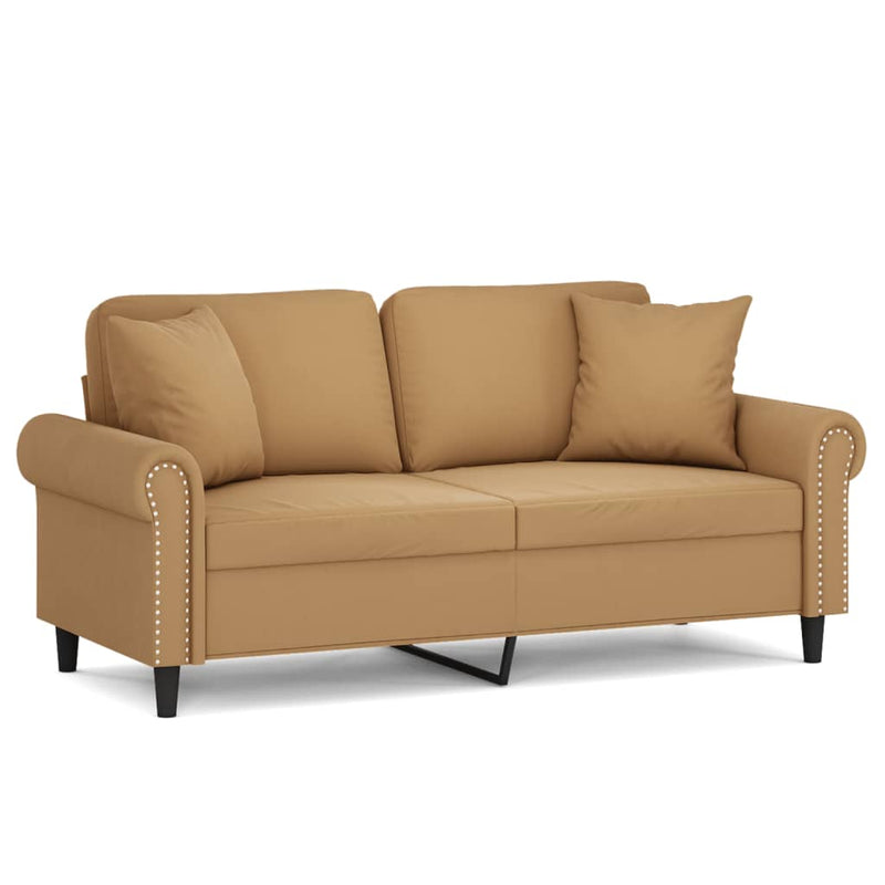 Tweezitsbank met sierkussens 140 cm fluweel bruin