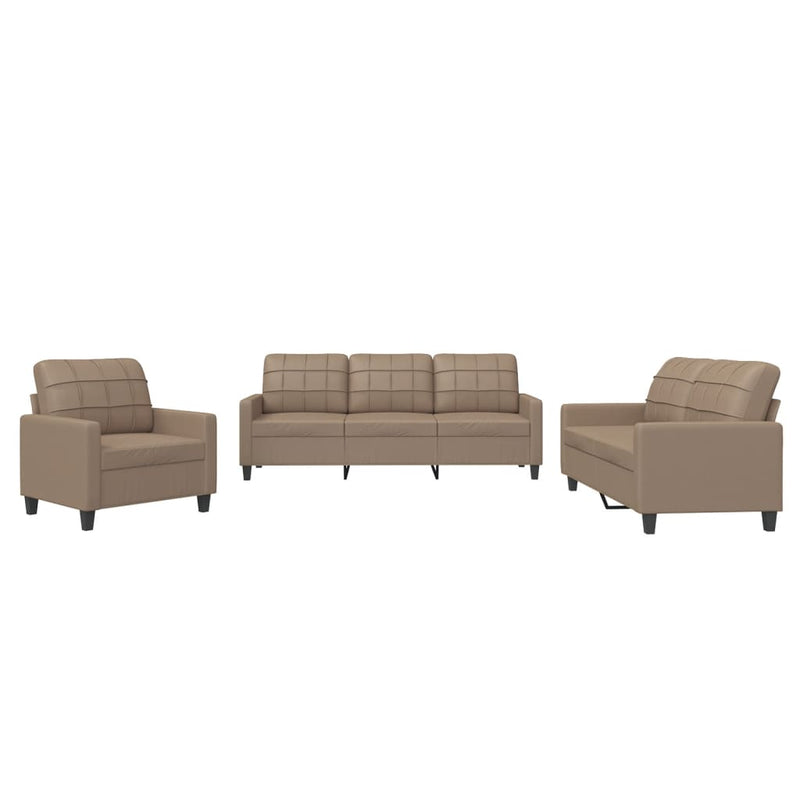 3-delige Loungeset met kussens kunstleer cappuccino