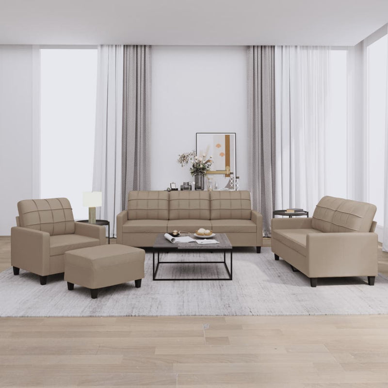 4-delige Loungeset met kussens kunstleer cappuccino