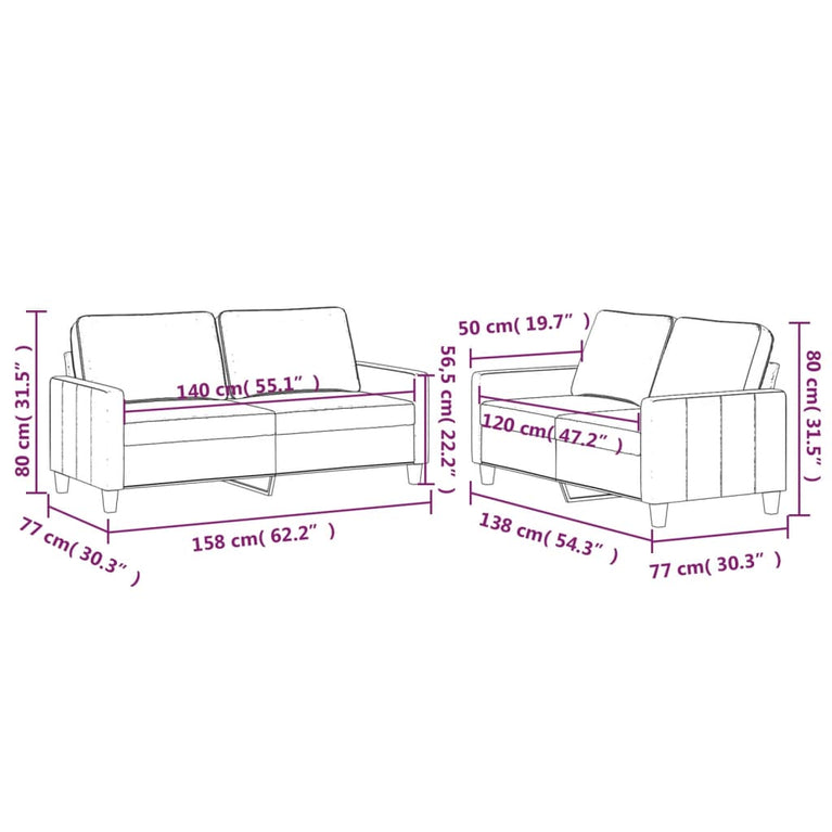 2-delige Loungeset met kussens fluweel bruin
