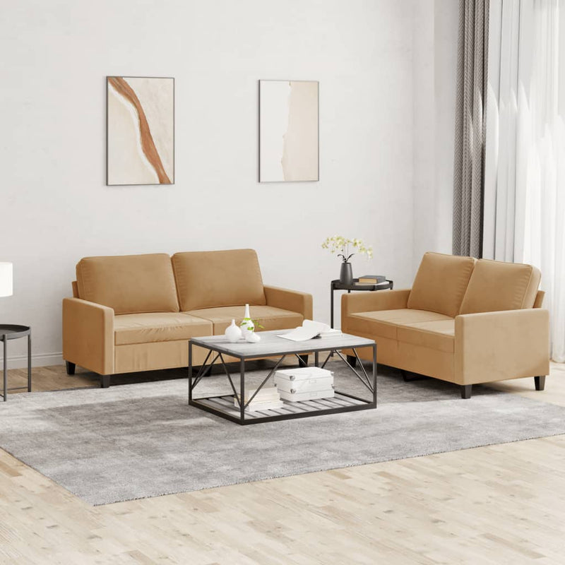 2-delige Loungeset met kussens fluweel bruin