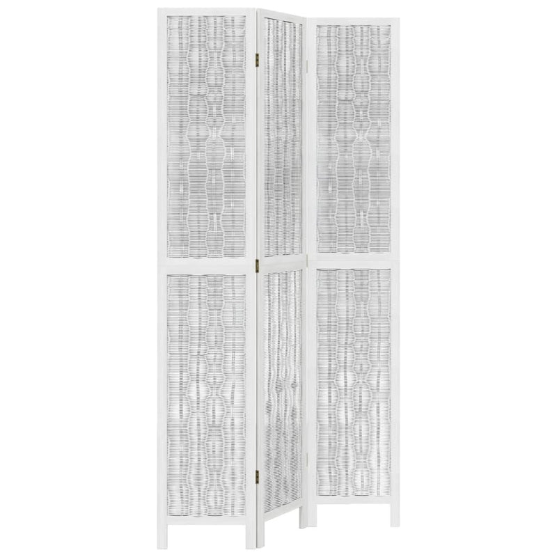 Kamerscherm met 3 panelen massief paulowniahout wit