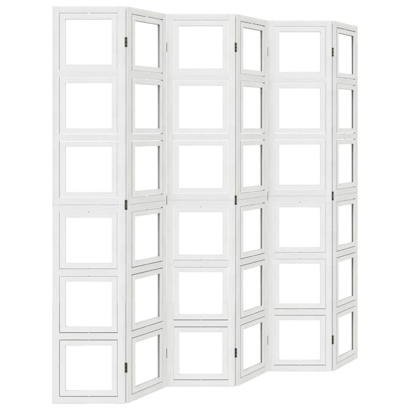 Kamerscherm met 6 panelen massief paulowniahout wit