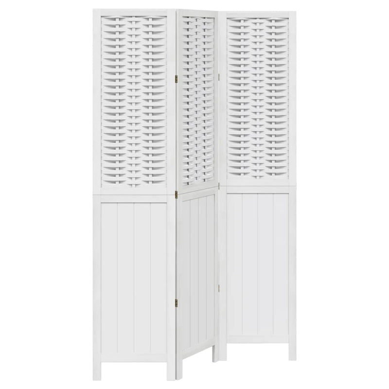 Kamerscherm met 3 panelen massief paulowniahout wit
