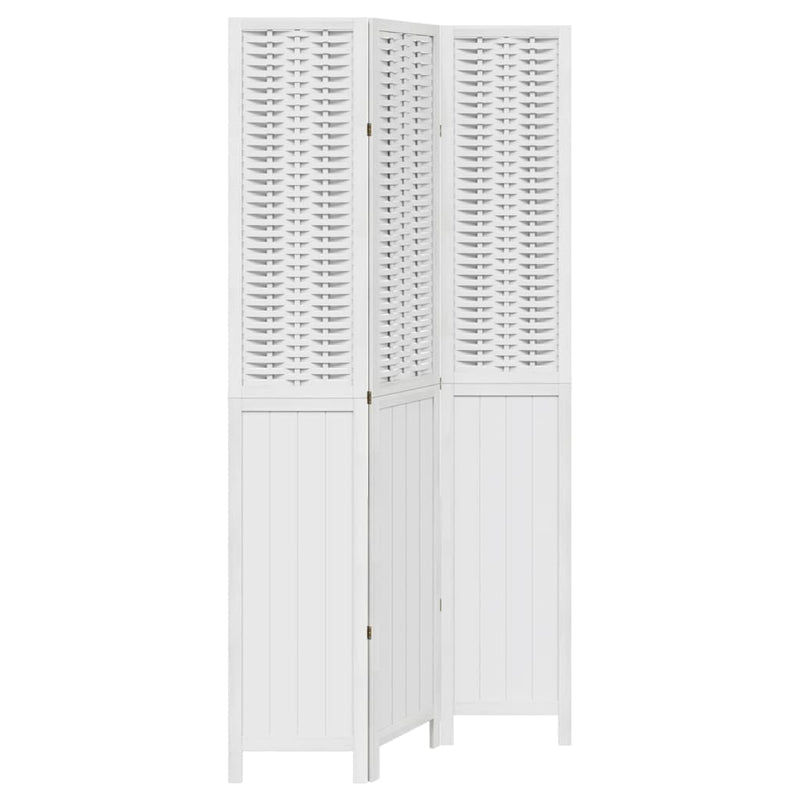 Kamerscherm met 3 panelen massief paulowniahout wit