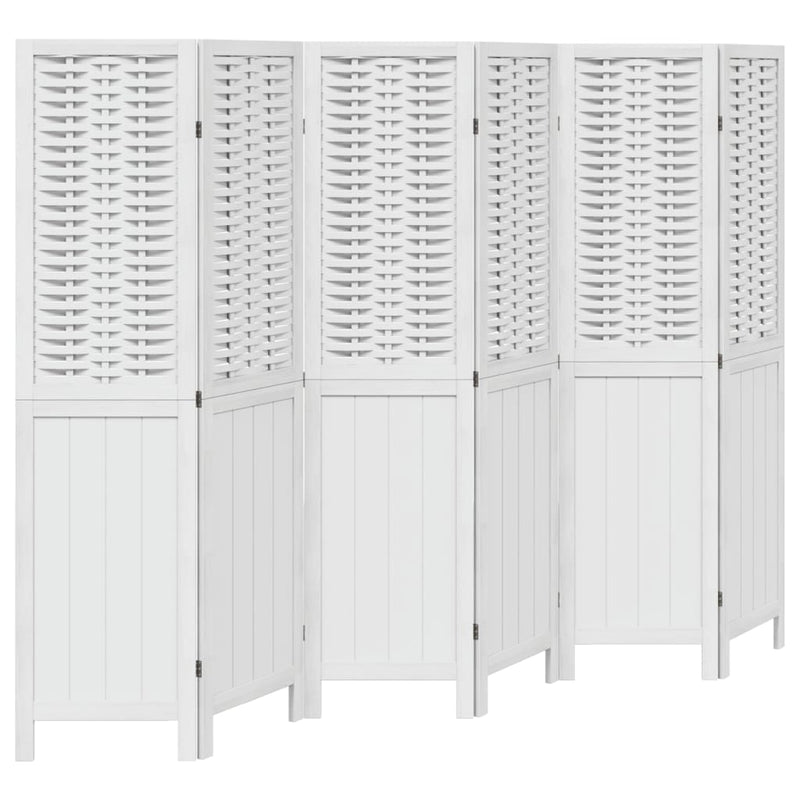 Kamerscherm met 6 panelen massief paulowniahout wit