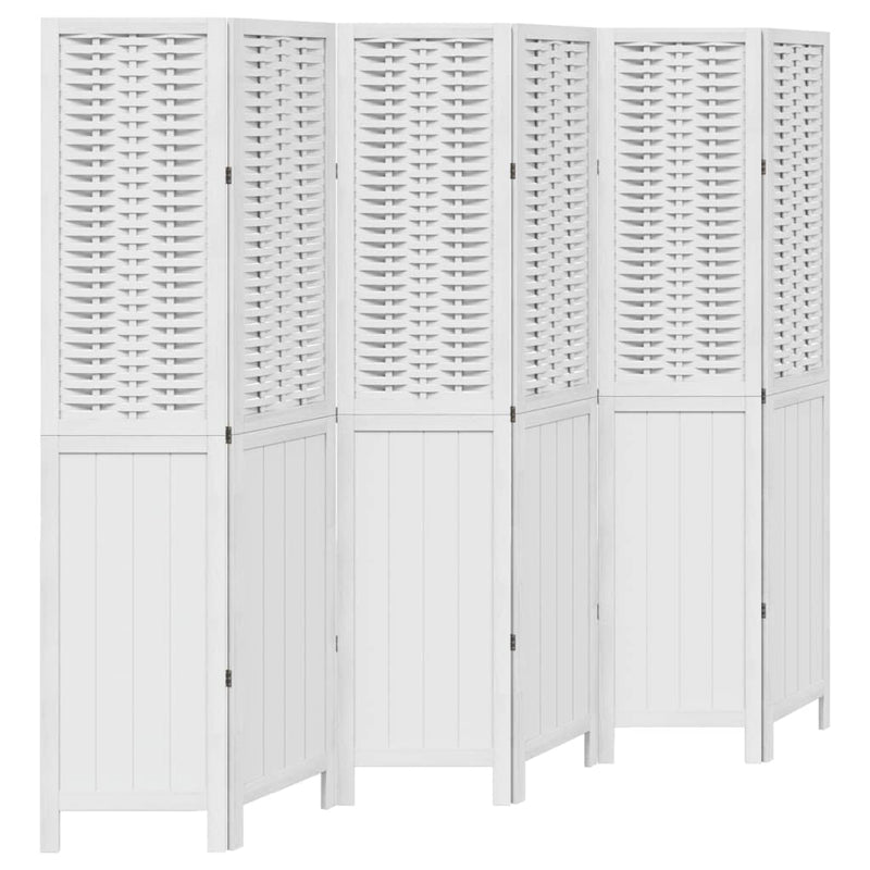 Kamerscherm met 6 panelen massief paulowniahout wit