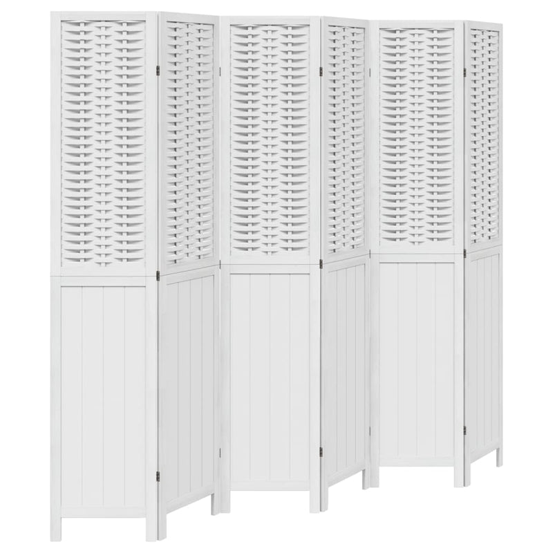 Kamerscherm met 6 panelen massief paulowniahout wit