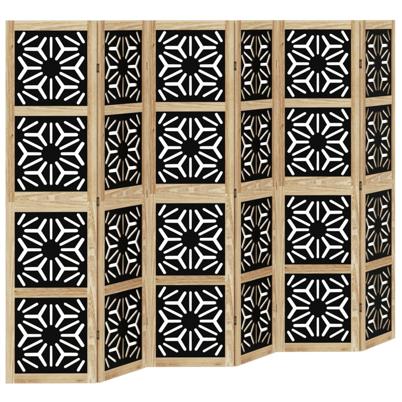 Kamerscherm met 6 panelen massief paulowniahout bruin en zwart