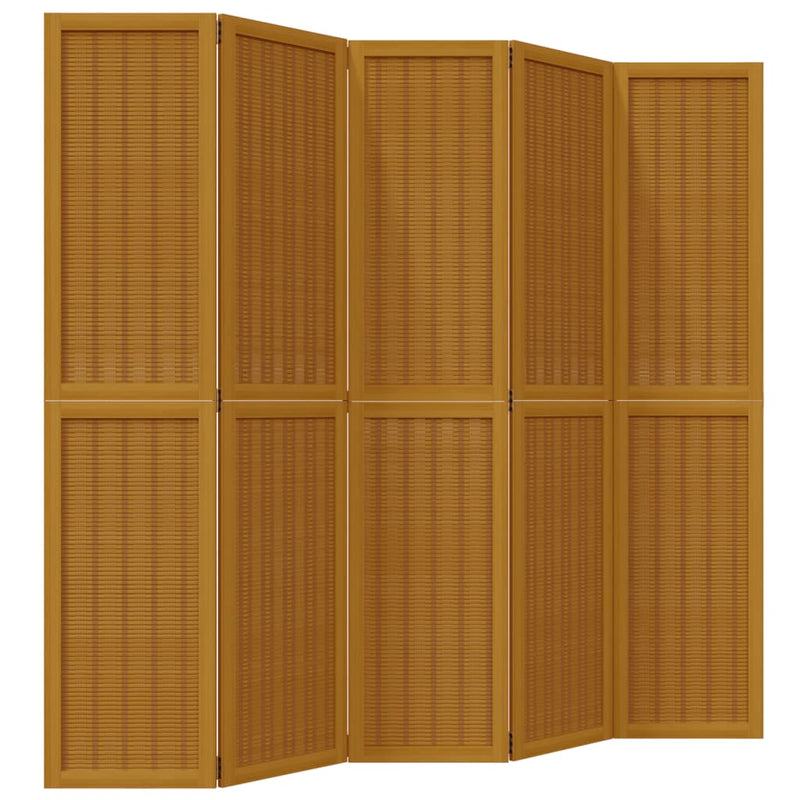 Kamerscherm met 5 panelen massief paulowniahout bruin