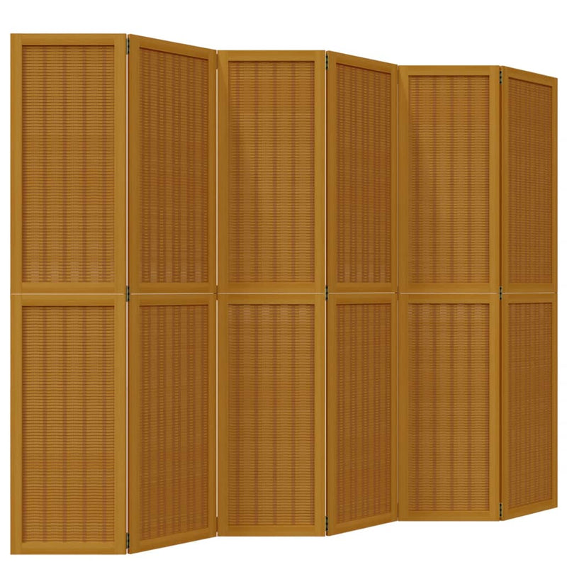 Kamerscherm met 6 panelen massief paulowniahout bruin