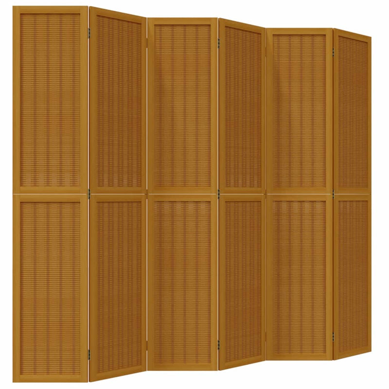 Kamerscherm met 6 panelen massief paulowniahout bruin
