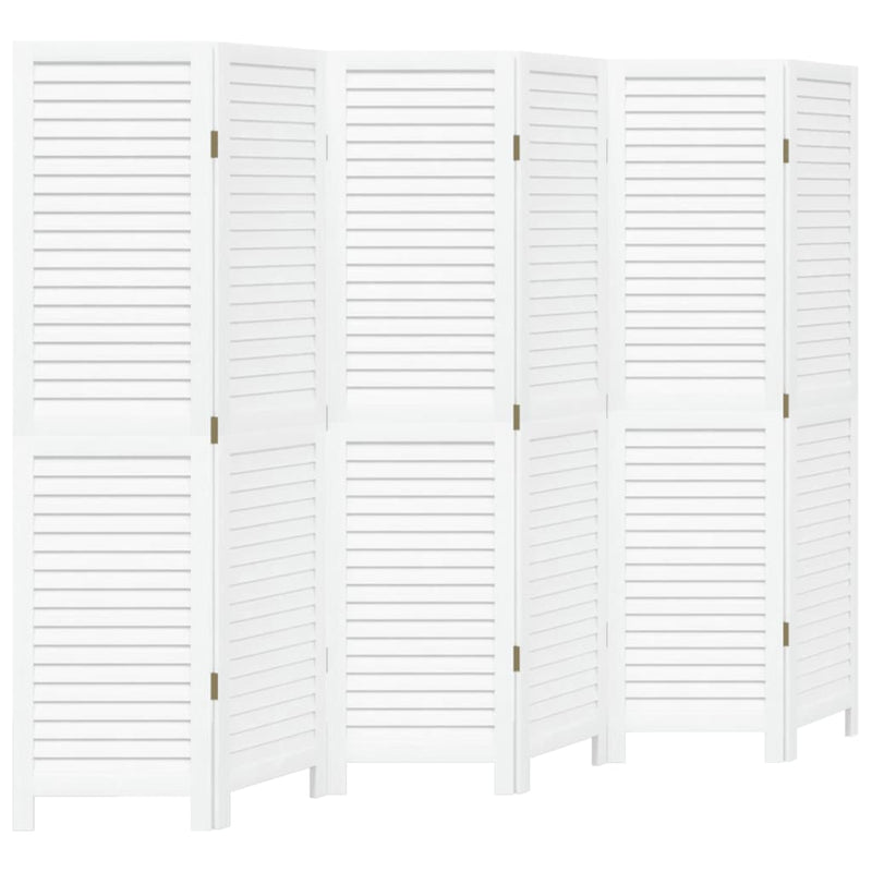 Kamerscherm met 6 panelen massief paulowniahout wit