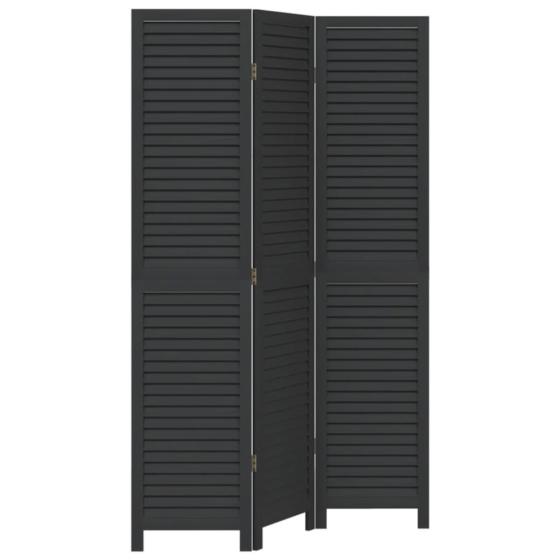 Kamerscherm met 3 panelen massief paulowniahout zwart