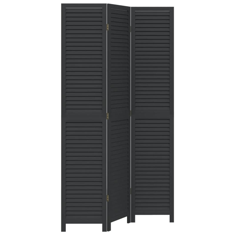 Kamerscherm met 3 panelen massief paulowniahout zwart