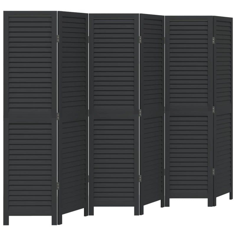 Kamerscherm met 6 panelen massief paulowniahout zwart