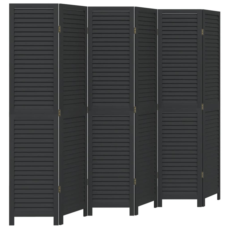 Kamerscherm met 6 panelen massief paulowniahout zwart