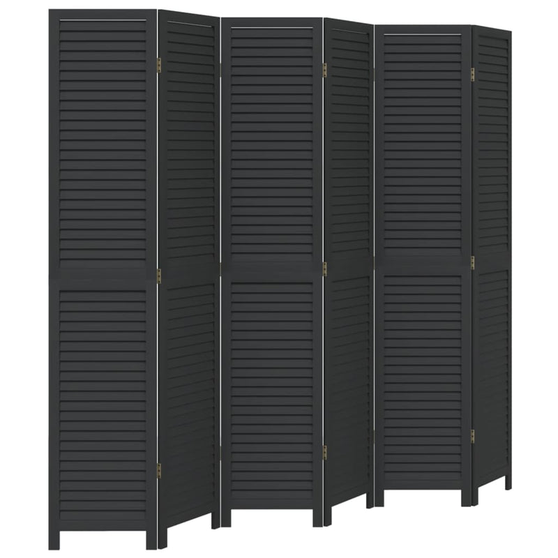 Kamerscherm met 6 panelen massief paulowniahout zwart