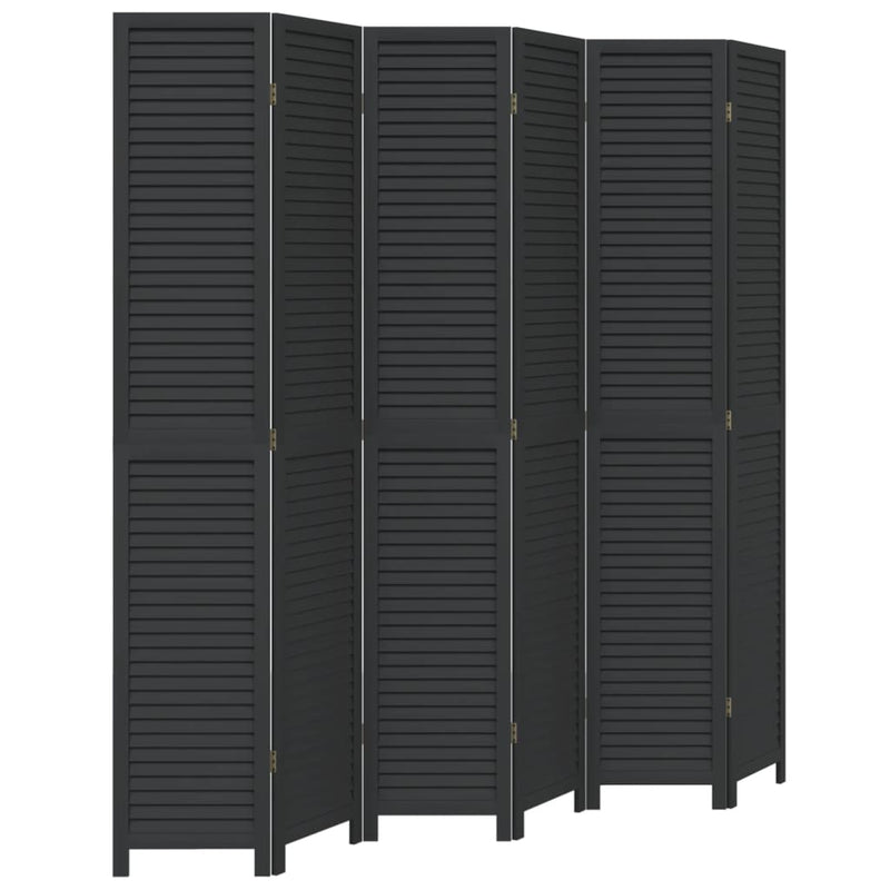 Kamerscherm met 6 panelen massief paulowniahout zwart