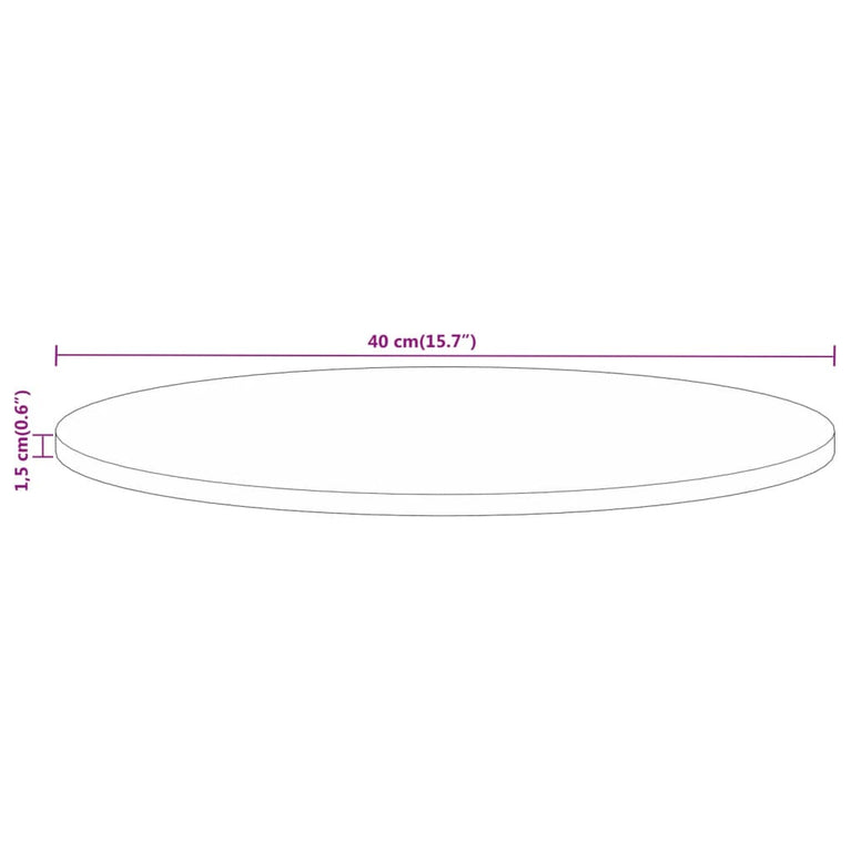 Tafelblad rond Ø 40x1,5 cm massief ruw mangohout