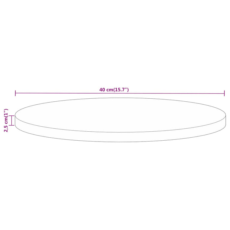 Tafelblad rond Ø 40x2,5 cm massief ruw mangohout