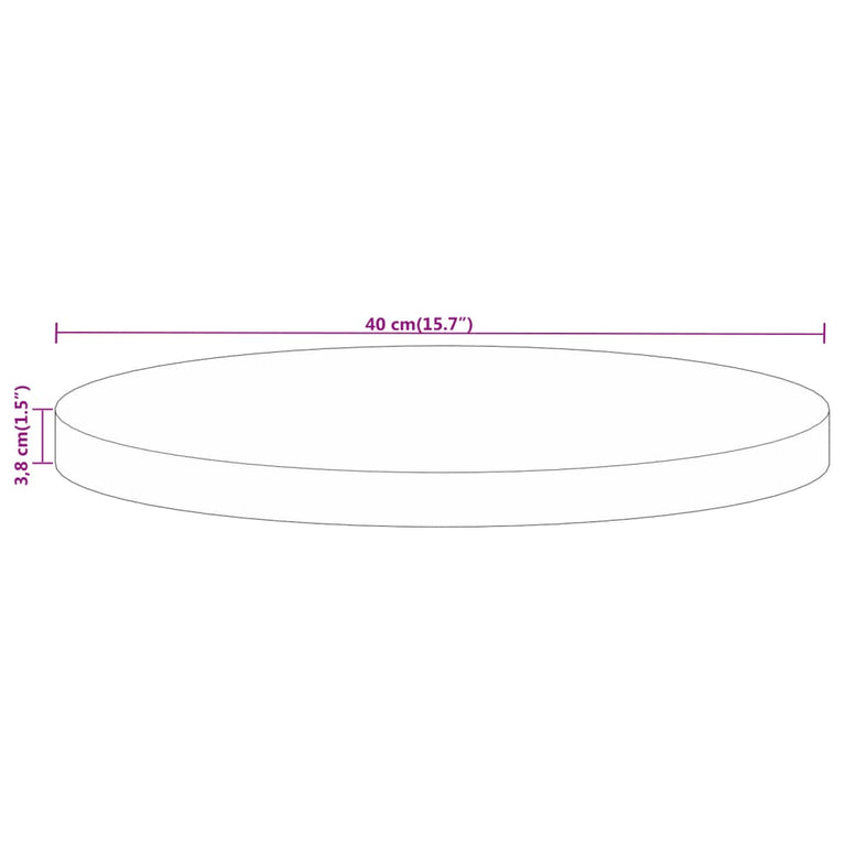 Tafelblad rond Ø 40x3,8 cm massief ruw mangohout