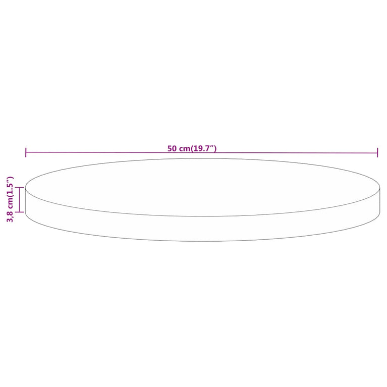 Tafelblad rond Ø 50x3,8 cm massief ruw mangohout