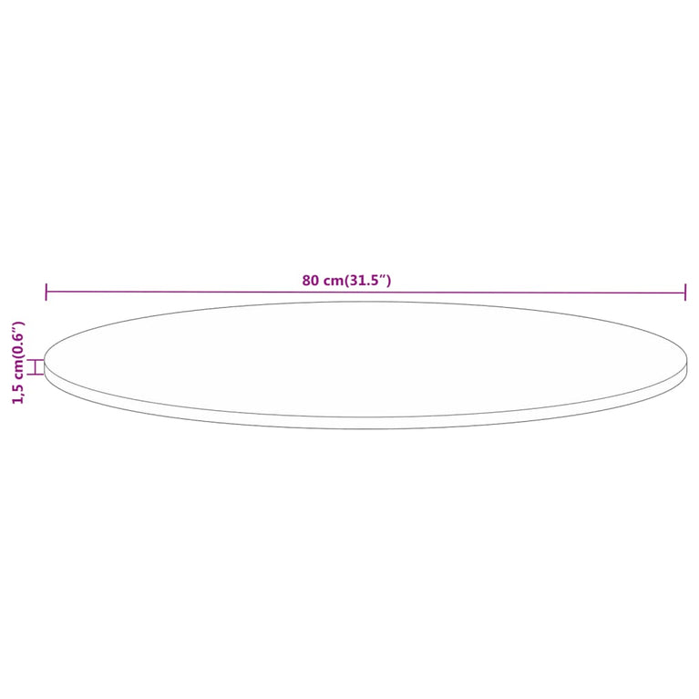 Tafelblad rond Ø 80x1,5 cm massief ruw mangohout