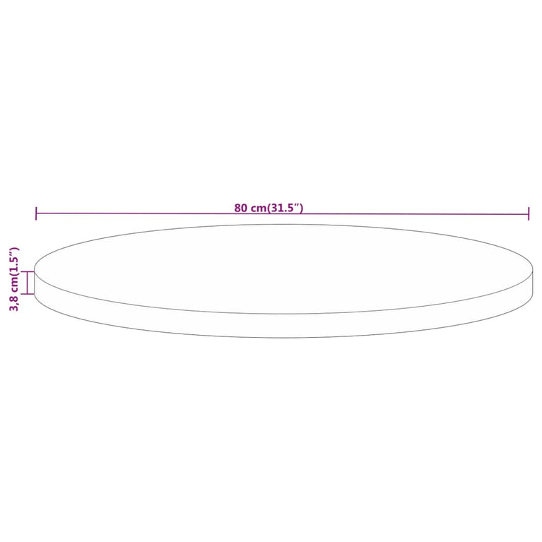 Tafelblad rond Ø 80x3,8 cm massief ruw mangohout