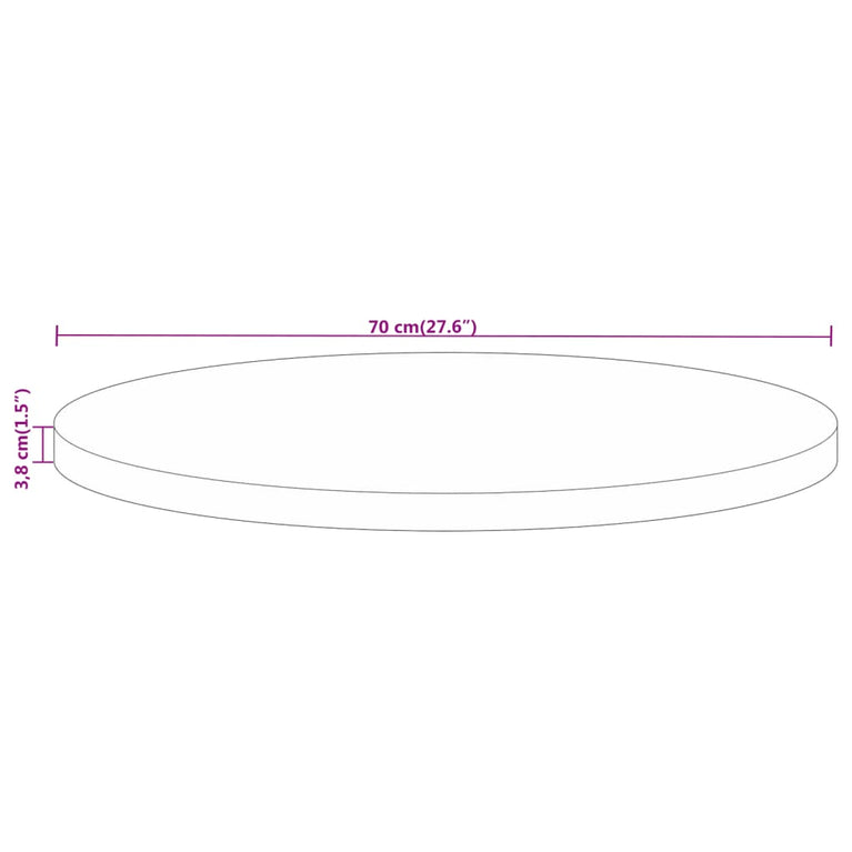 Tafelblad rond Ø 70x3,8 cm massief gerecycled hout