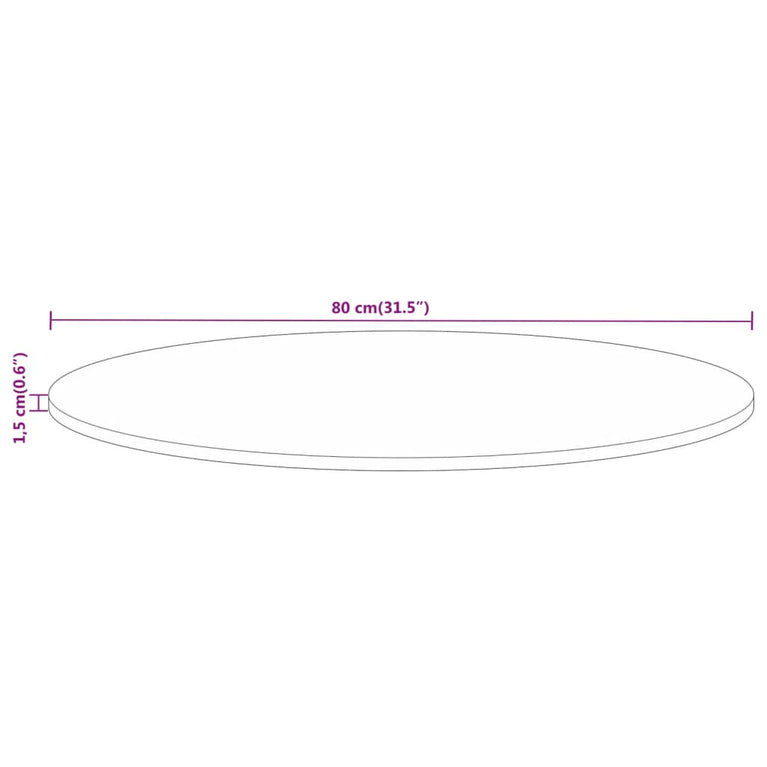 Tafelblad rond Ø 80x1,5 cm massief gerecycled hout