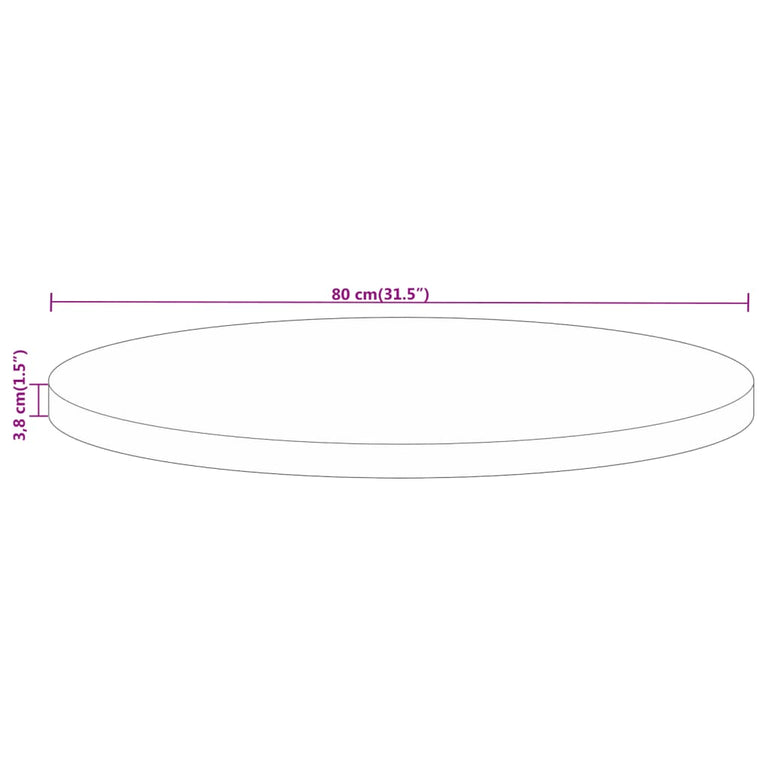 Tafelblad rond Ø 80x3,8 cm massief gerecycled hout