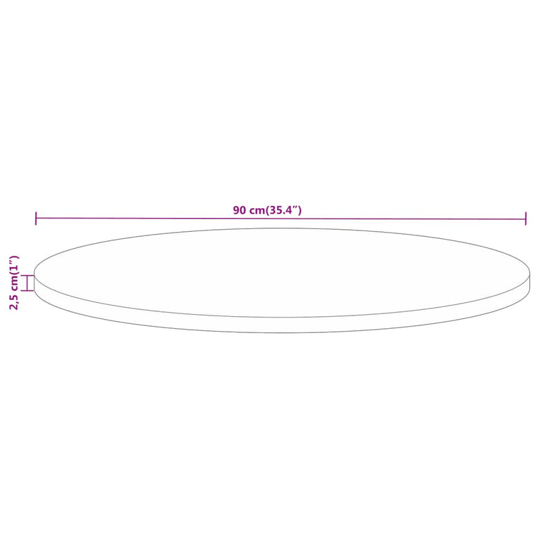 Tafelblad rond Ø 90x2,5 cm massief gerecycled hout