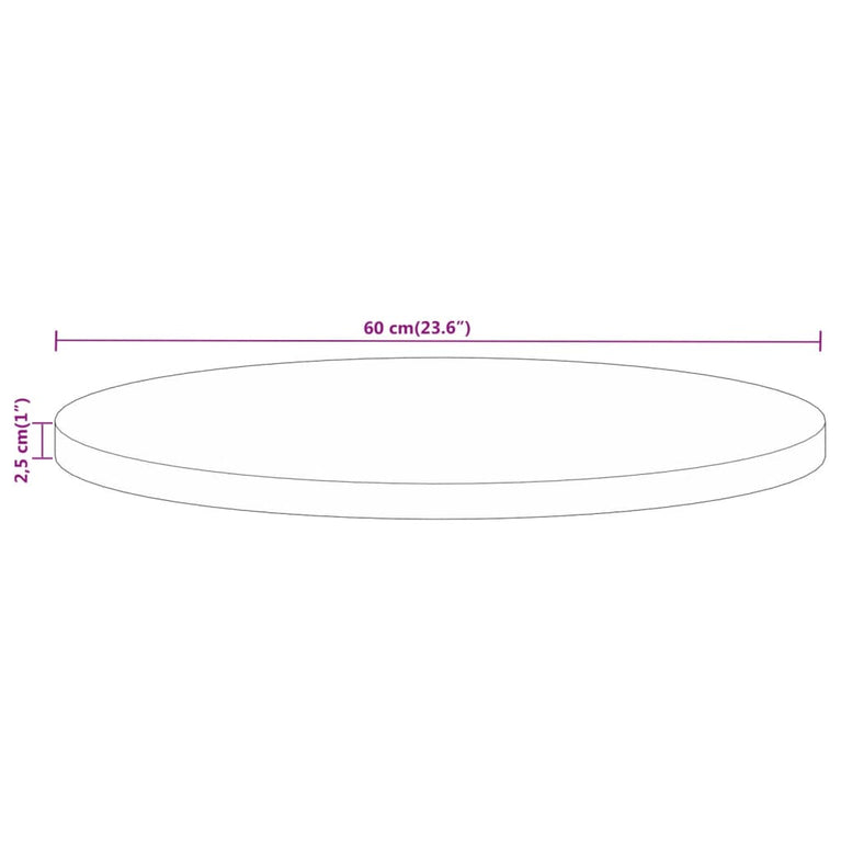 Tafelblad rond Ø 60x2,5 cm massief gerecycled hout