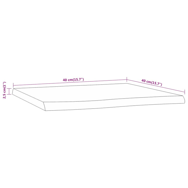 Bijzettafel natuurlijke rand 40x40x2,5 cm massief acaciahout