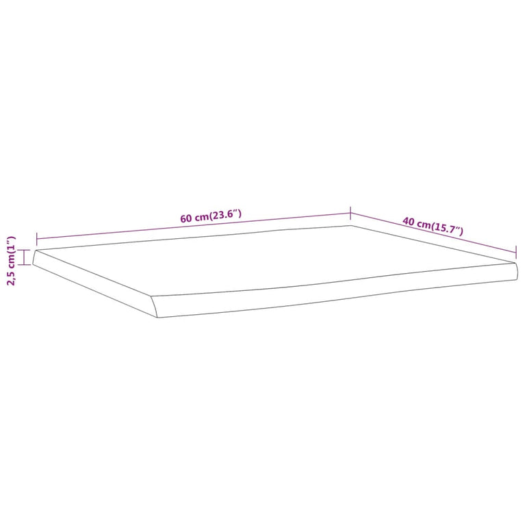 Bijzettafel natuurlijke rand 60x40x2,5 cm massief acaciahout